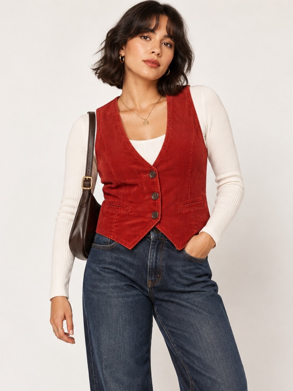 J.Crew Y2K Rust Corduroy Button Vest Fall 2006 Approx M